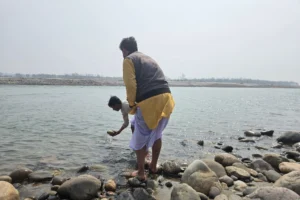 Peaceful view of Vivekanand Ghat in Haridwar.
