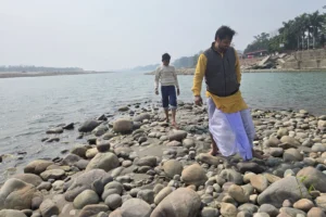 Scenic riverside view from Vivekanand Ghat in Haridwar.